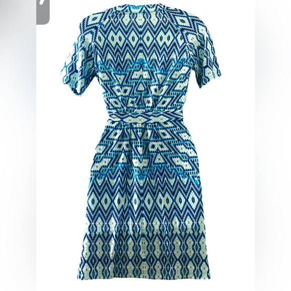 Tart Collections Wrap Dress Blue Green Geometric Print Size XS - Picture 2 of 3